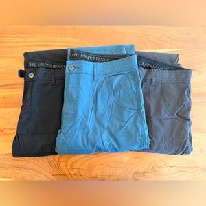 3pk Prana Zion Pants - Black, Blue and Gray